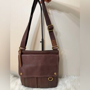 Fossil Dark Brown Leather Messenger Bag